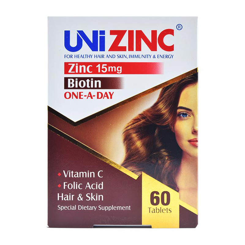 قرص 15 میلی گرمی یونی زینک UNIZINC بسته 60 عددی نمای ۲