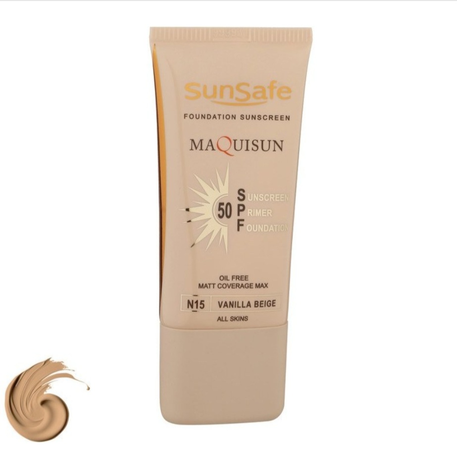 کرم ضد آفتاب رنگی N15 سان‌سیف 50 SPF مدل MAQUISUNحجم 40 میلی‌لیتر، فاقد چربی
