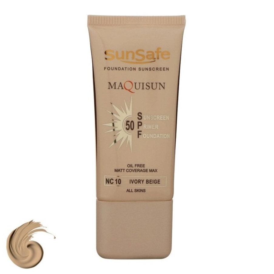 کرم ضد آفتاب رنگی NC10 سان‌ سیف 50 SPF مدل MAQUISUNحجم 40 میلی‌لیتر، فاقد چربی