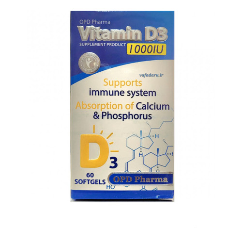 کپسول ژله ای ویتامین د3 1000 واحد opd pharma ۶۰ عددی