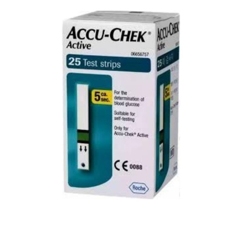 نوار تست قندخون اکیوچک اکتیو accu check active بسته ۲۵ عددی