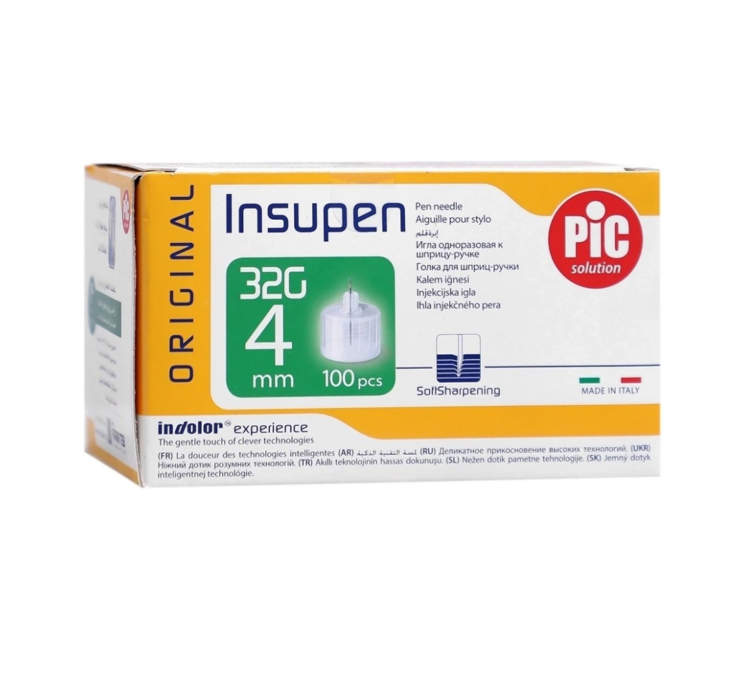 سر سوزن قلم انسولین اینسوپن پیک Insupen pic 4mm بسته ۱۰۰ عددی نمای ۲