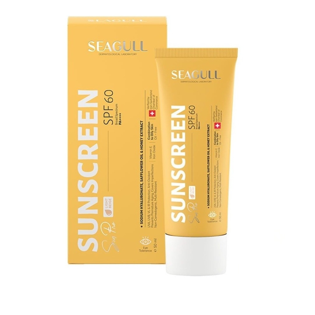 کرم ضدآفتاب SPF60 رنگی پوست چرب بژ روشن Light beige سی گل- مدل Sunpro، حجم ۵۰ میلی‌لیتر