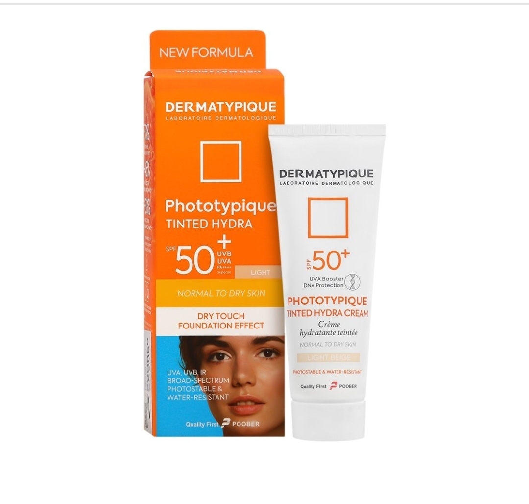 ضد آفتاب درماتیپیک SPF50 رنگی بژ روشن LIGHT مناسب پوست خشک ۵۰ میلی لیتر